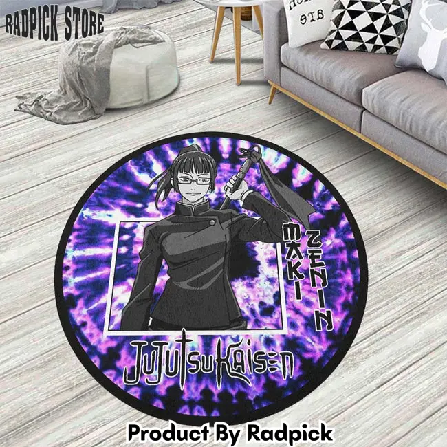 Maki zenin round rug custom tie dye style jujutsu kaisen anime circle carpet  rp5956811